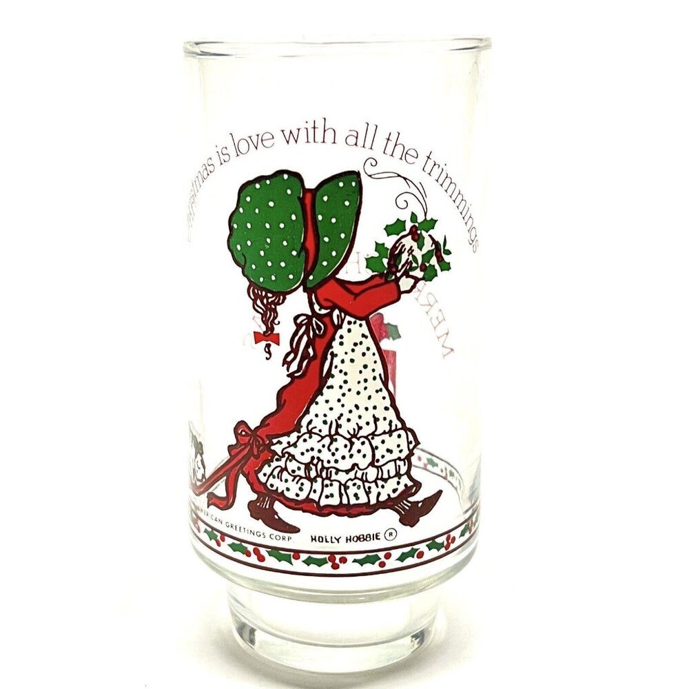 Vintage Holly Hobbie Limited Edition Coca Cola Glass Merry Christmas Cup